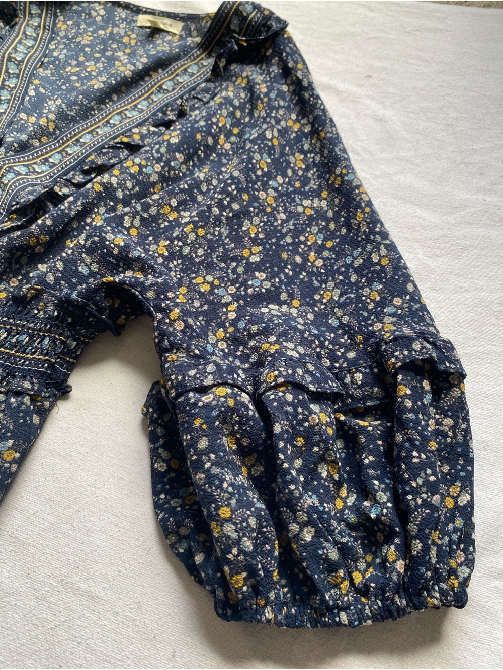 Max Studio Navy Floral Tiered Maxi Dress SZ L - Picture 4 of 16